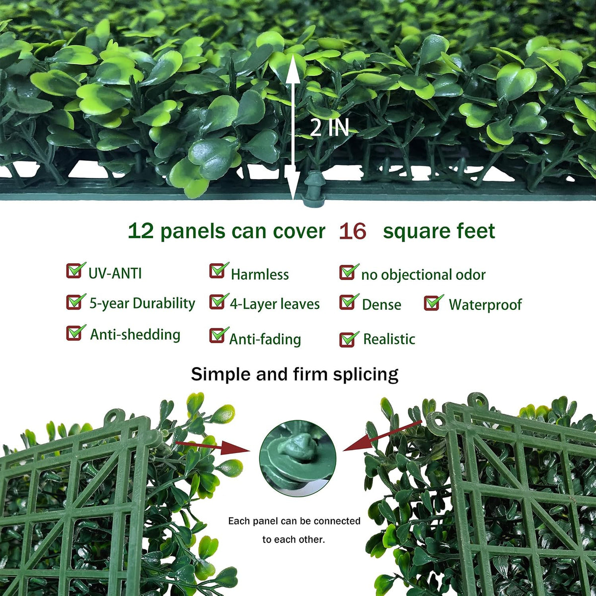 ODTORY Artificial Ivy Privacy Fence Wall Screen: 6FT X 12FT (72 sqft)