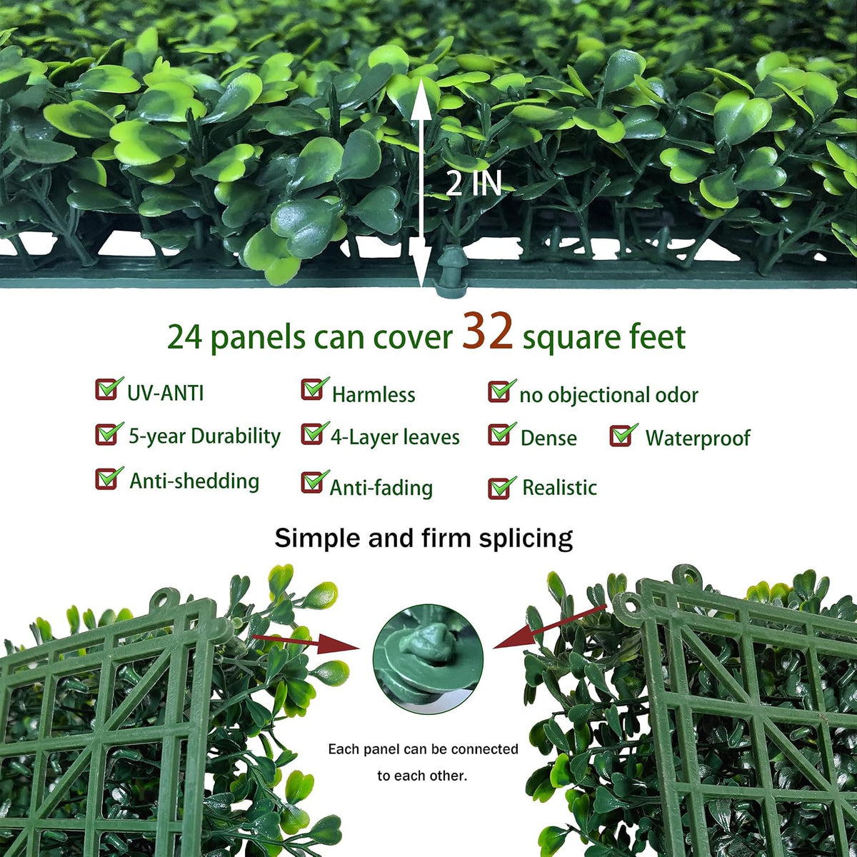 ODTORY Artificial Ivy Privacy Fence Wall Screen: 6FT X 12FT (72 sqft)