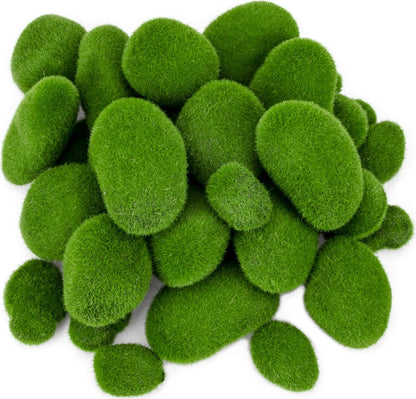 50 Pcs 5 Size Artificial Moss Rocks Decorative, Faux Green Moss Decor Balls for Floral Arrangements, Fairy Gardens and Crafting