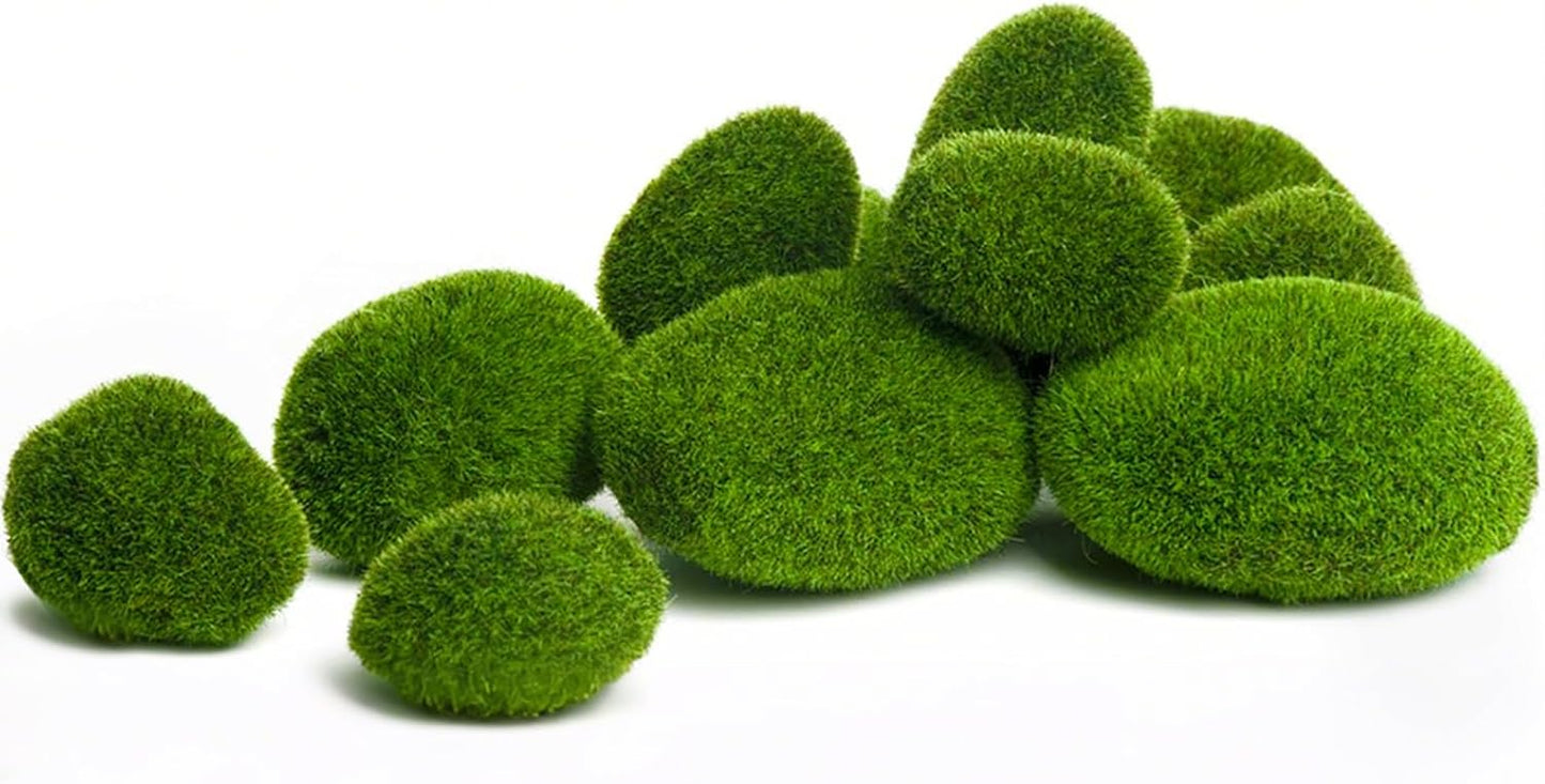50 Pcs 5 Size Artificial Moss Rocks Decorative, Faux Green Moss Decor Balls for Floral Arrangements, Fairy Gardens and Crafting