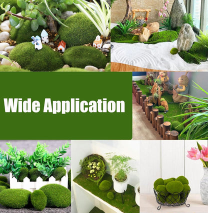 50 Pcs 5 Size Artificial Moss Rocks Decorative, Faux Green Moss Decor Balls for Floral Arrangements, Fairy Gardens and Crafting