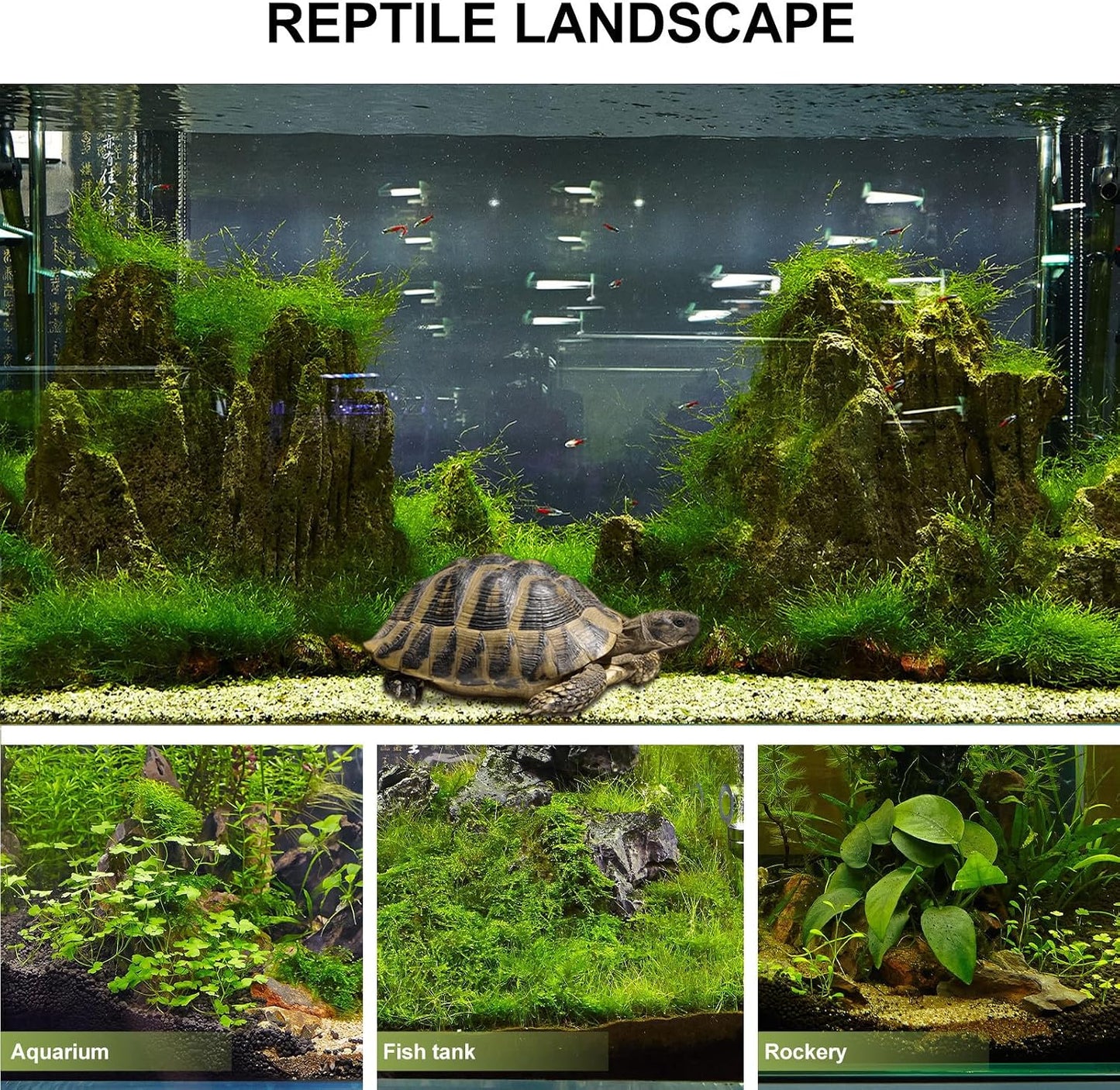 Reptile Terrarium Artificial Lawn Hideout Cave Simulation Desert Landscape Green Grass Mat for Lizard Habitat Decoration