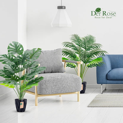 28'' Artificial Plants Large Fake Palm Tree Tall Fake Plants Indoor for Living Room Porch Balcony Patio Decor Outdoor (Black Pot)
