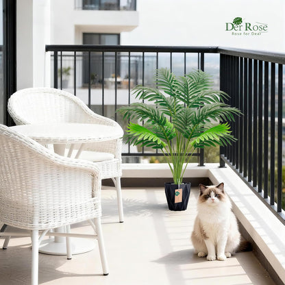 28'' Artificial Plants Large Fake Palm Tree Tall Fake Plants Indoor for Living Room Porch Balcony Patio Decor Outdoor (Black Pot)