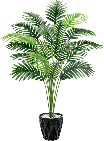 28'' Artificial Plants Large Fake Palm Tree Tall Fake Plants Indoor for Living Room Porch Balcony Patio Decor Outdoor (Black Pot)