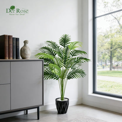 28'' Artificial Plants Large Fake Palm Tree Tall Fake Plants Indoor for Living Room Porch Balcony Patio Decor Outdoor (Black Pot)