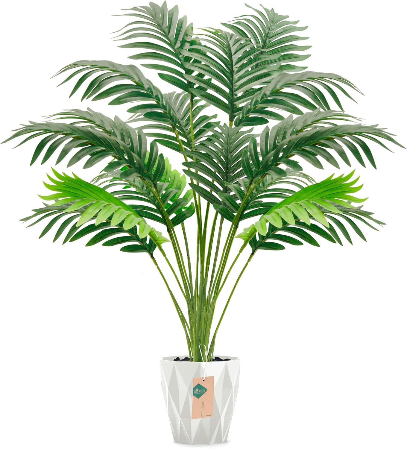 28'' Artificial Plants Large Fake Palm Tree Tall Fake Plants Indoor for Living Room Porch Balcony Patio Decor Outdoor (Black Pot)