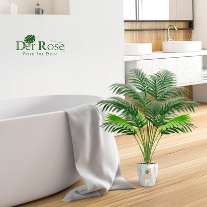 28'' Artificial Plants Large Fake Palm Tree Tall Fake Plants Indoor for Living Room Porch Balcony Patio Decor Outdoor (Black Pot)