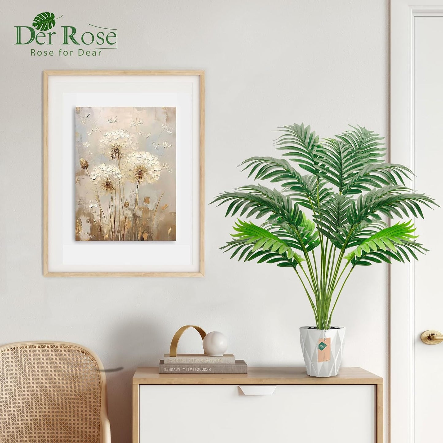 28'' Artificial Plants Large Fake Palm Tree Tall Fake Plants Indoor for Living Room Porch Balcony Patio Decor Outdoor (Black Pot)