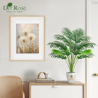 28'' Artificial Plants Large Fake Palm Tree Tall Fake Plants Indoor for Living Room Porch Balcony Patio Decor Outdoor (Black Pot)