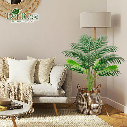 28'' Artificial Plants Large Fake Palm Tree Tall Fake Plants Indoor for Living Room Porch Balcony Patio Decor Outdoor (Black Pot)
