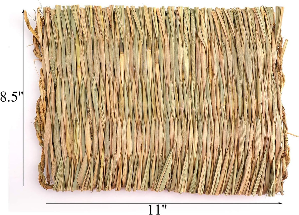 12 Pack Woven Rabbit Mat - Grass Mat & Bunny Bedding Nest - Natural Chew Toy Bed for Guinea Pig Chinchilla Squirrel Hamster Cat Dog and Small Animal