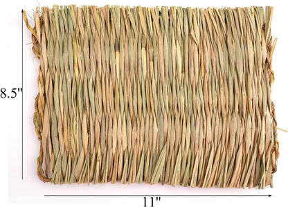 12 Pack Woven Rabbit Mat - Grass Mat & Bunny Bedding Nest - Natural Chew Toy Bed for Guinea Pig Chinchilla Squirrel Hamster Cat Dog and Small Animal