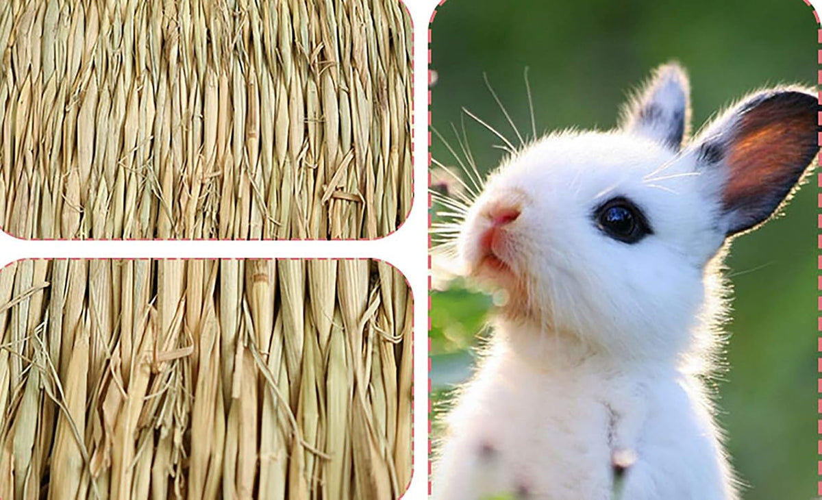 12 Pack Woven Rabbit Mat - Grass Mat & Bunny Bedding Nest - Natural Chew Toy Bed for Guinea Pig Chinchilla Squirrel Hamster Cat Dog and Small Animal