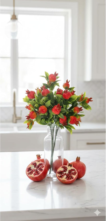 Artificial Small Pomegranate Tree for Vase Decor - Kitchen Accent - Orange - Orange