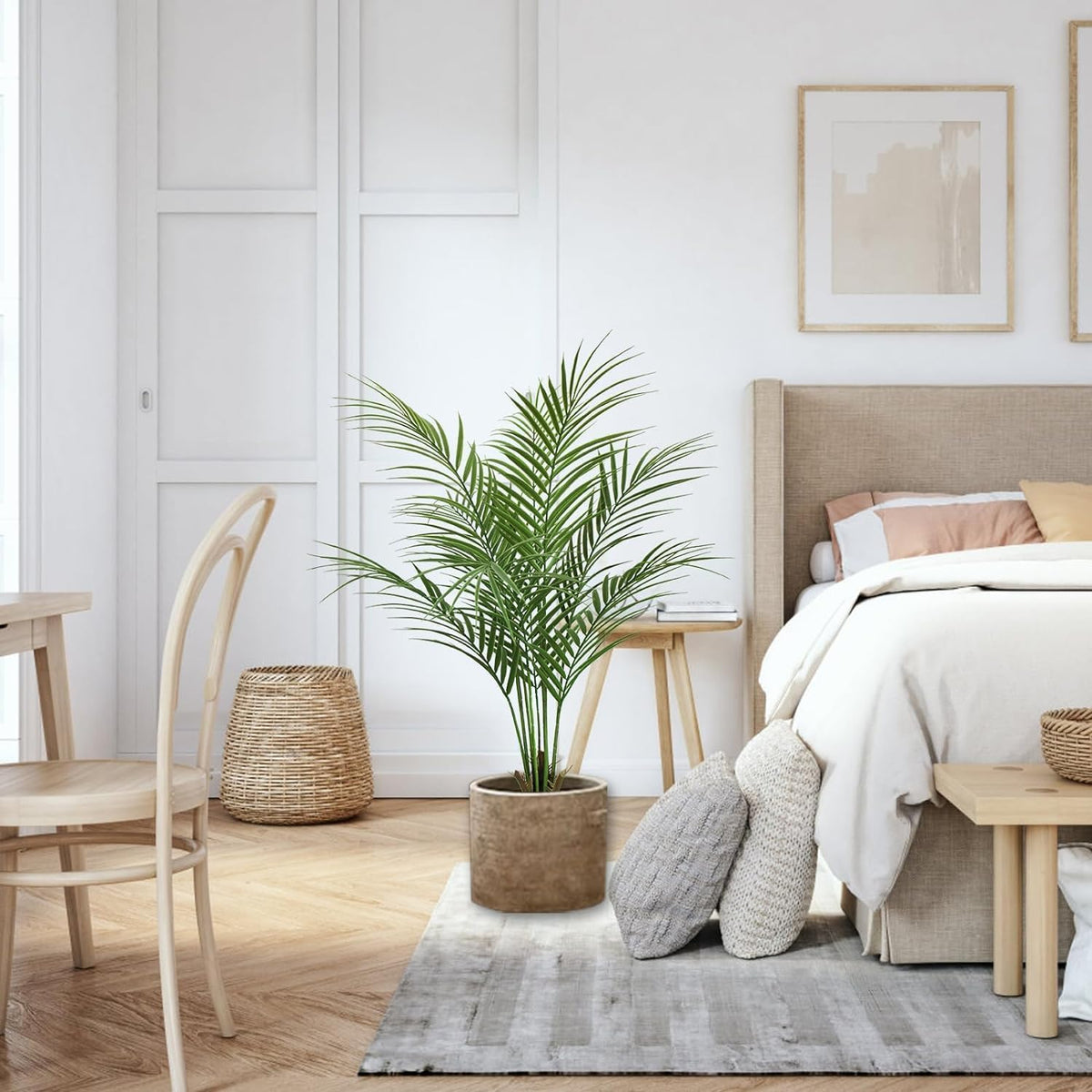 Artificial Palm Plant 3FT Fake Palm Tree with 9 Trunks Perfect 36inch Faux Tropical Palm Plants in Pot for Indoor Outdoor House Home Office Garden Modern Decor Housewarming Gift (2 Pack)