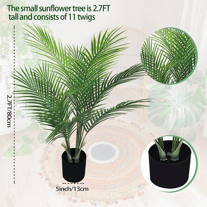 Artificial Palm Plant 3FT Fake Palm Tree with 9 Trunks Perfect 36inch Faux Tropical Palm Plants in Pot for Indoor Outdoor House Home Office Garden Modern Decor Housewarming Gift (2 Pack)