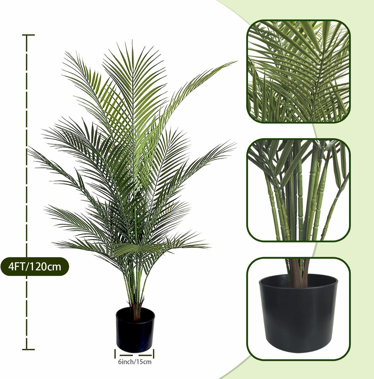 Artificial Palm Plant 3FT Fake Palm Tree with 9 Trunks Perfect 36inch Faux Tropical Palm Plants in Pot for Indoor Outdoor House Home Office Garden Modern Decor Housewarming Gift (2 Pack)