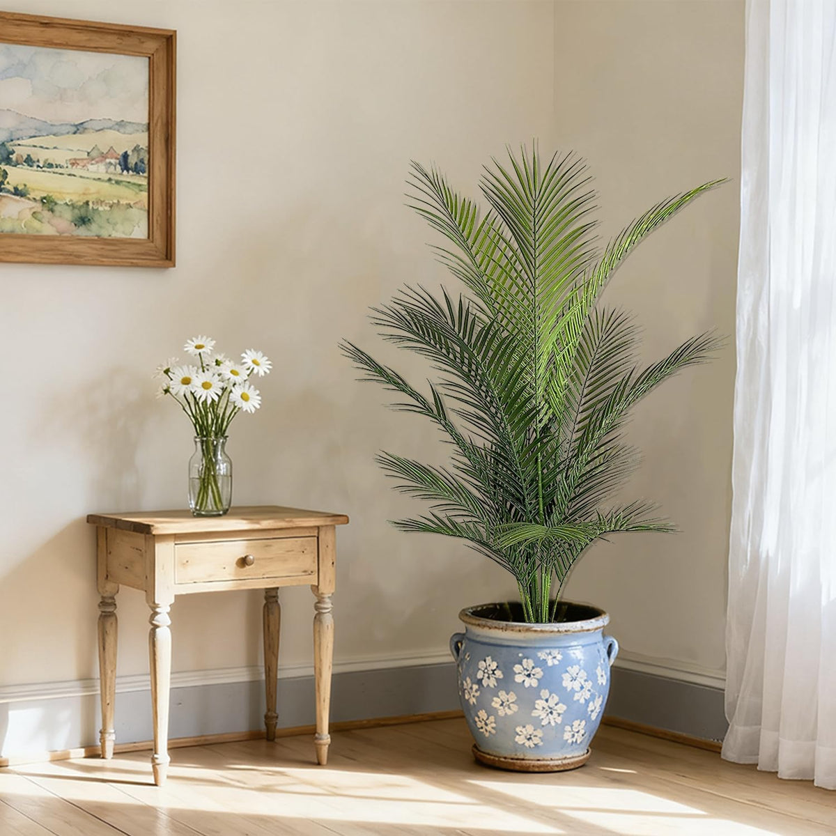 Artificial Palm Plant 3FT Fake Palm Tree with 9 Trunks Perfect 36inch Faux Tropical Palm Plants in Pot for Indoor Outdoor House Home Office Garden Modern Decor Housewarming Gift (2 Pack)