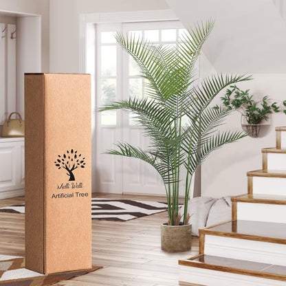 Artificial Palm Plant 3FT Fake Palm Tree with 9 Trunks Perfect 36inch Faux Tropical Palm Plants in Pot for Indoor Outdoor House Home Office Garden Modern Decor Housewarming Gift (2 Pack)