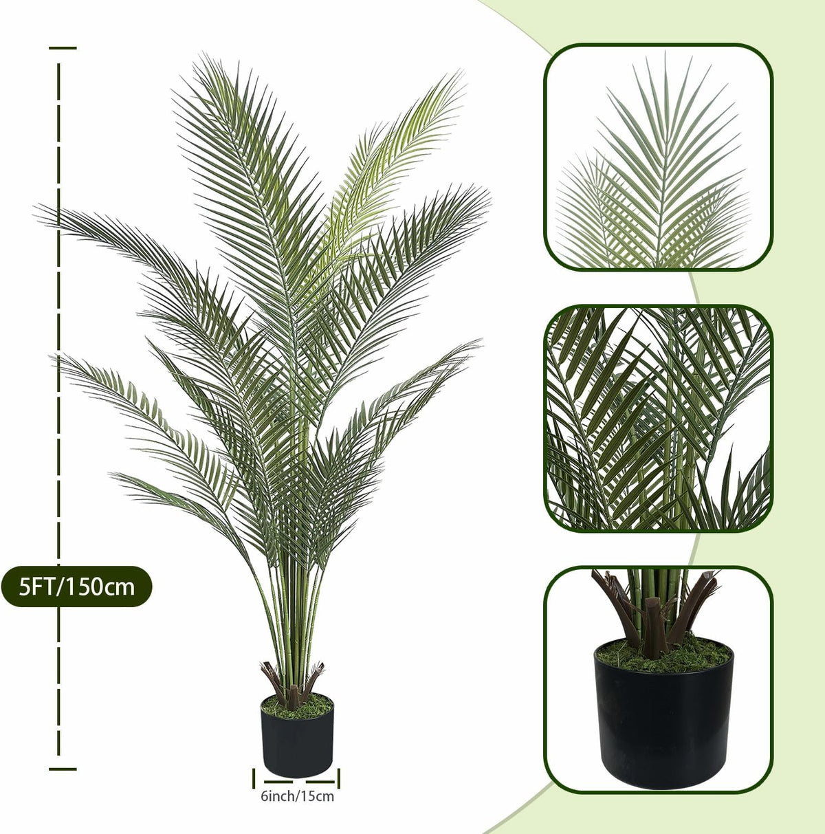 Artificial Palm Plant 3FT Fake Palm Tree with 9 Trunks Perfect 36inch Faux Tropical Palm Plants in Pot for Indoor Outdoor House Home Office Garden Modern Decor Housewarming Gift (2 Pack)