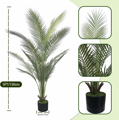 Artificial Palm Plant 3FT Fake Palm Tree with 9 Trunks Perfect 36inch Faux Tropical Palm Plants in Pot for Indoor Outdoor House Home Office Garden Modern Decor Housewarming Gift (2 Pack)