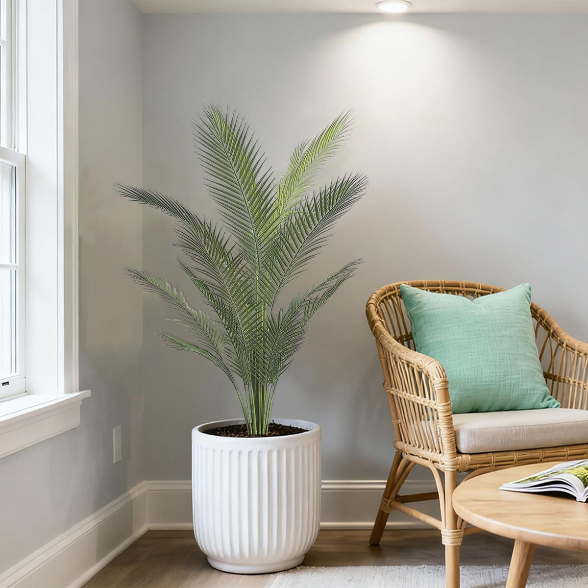 Artificial Palm Plant 3FT Fake Palm Tree with 9 Trunks Perfect 36inch Faux Tropical Palm Plants in Pot for Indoor Outdoor House Home Office Garden Modern Decor Housewarming Gift (2 Pack)