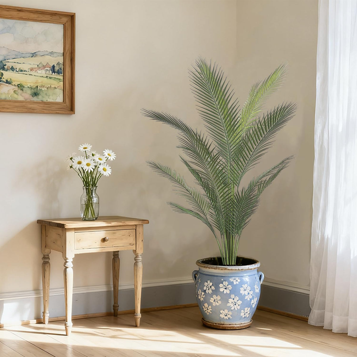 Artificial Palm Plant 3FT Fake Palm Tree with 9 Trunks Perfect 36inch Faux Tropical Palm Plants in Pot for Indoor Outdoor House Home Office Garden Modern Decor Housewarming Gift (2 Pack)