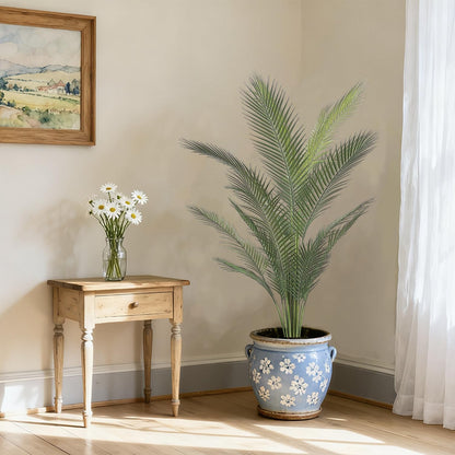 Artificial Palm Plant 3FT Fake Palm Tree with 9 Trunks Perfect 36inch Faux Tropical Palm Plants in Pot for Indoor Outdoor House Home Office Garden Modern Decor Housewarming Gift (2 Pack)