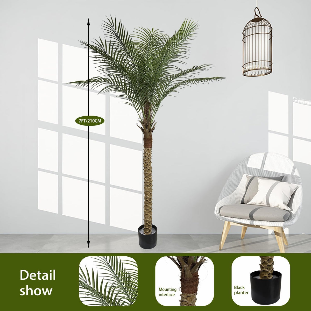 Artificial Palm Plant 3FT Fake Palm Tree with 9 Trunks Perfect 36inch Faux Tropical Palm Plants in Pot for Indoor Outdoor House Home Office Garden Modern Decor Housewarming Gift (2 Pack)