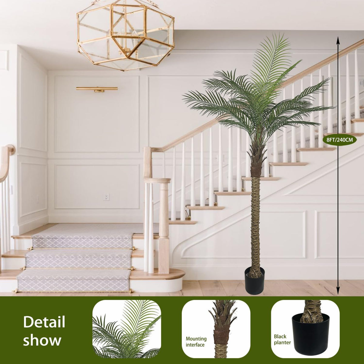 Artificial Palm Plant 3FT Fake Palm Tree with 9 Trunks Perfect 36inch Faux Tropical Palm Plants in Pot for Indoor Outdoor House Home Office Garden Modern Decor Housewarming Gift (2 Pack)