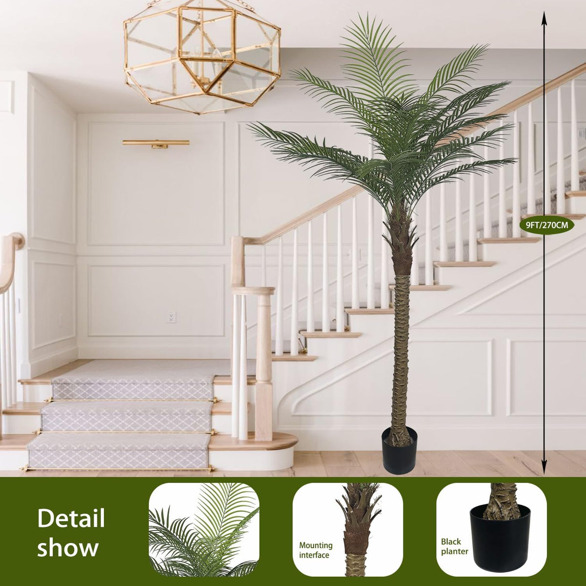 Artificial Palm Plant 3FT Fake Palm Tree with 9 Trunks Perfect 36inch Faux Tropical Palm Plants in Pot for Indoor Outdoor House Home Office Garden Modern Decor Housewarming Gift (2 Pack)