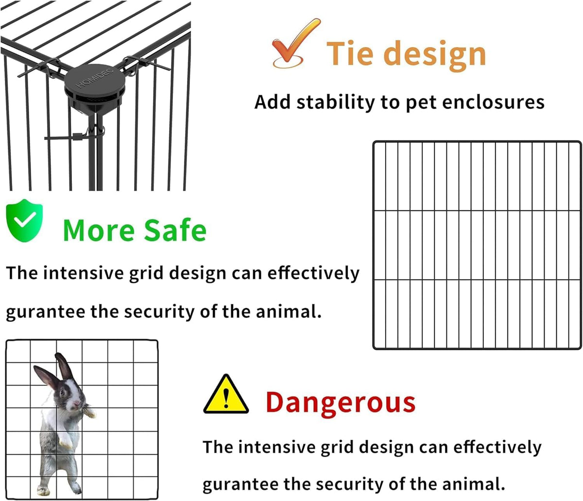 Pet Playpen, Small Animal Cage DIY Wire Fence with Door 15 Panels, Black