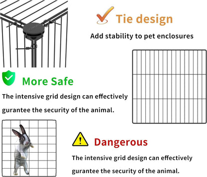 Pet Playpen, Small Animal Cage DIY Wire Fence with Door 15 Panels, Black