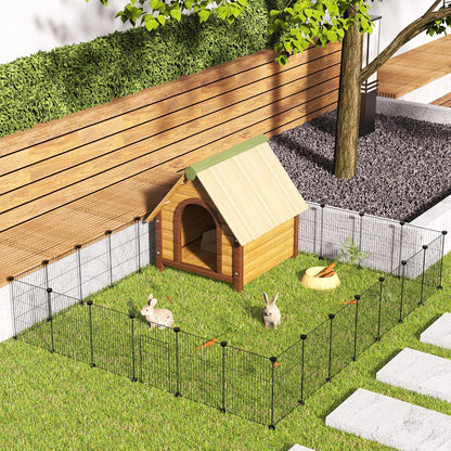 Pet Playpen, Small Animal Cage DIY Wire Fence with Door 15 Panels, Black
