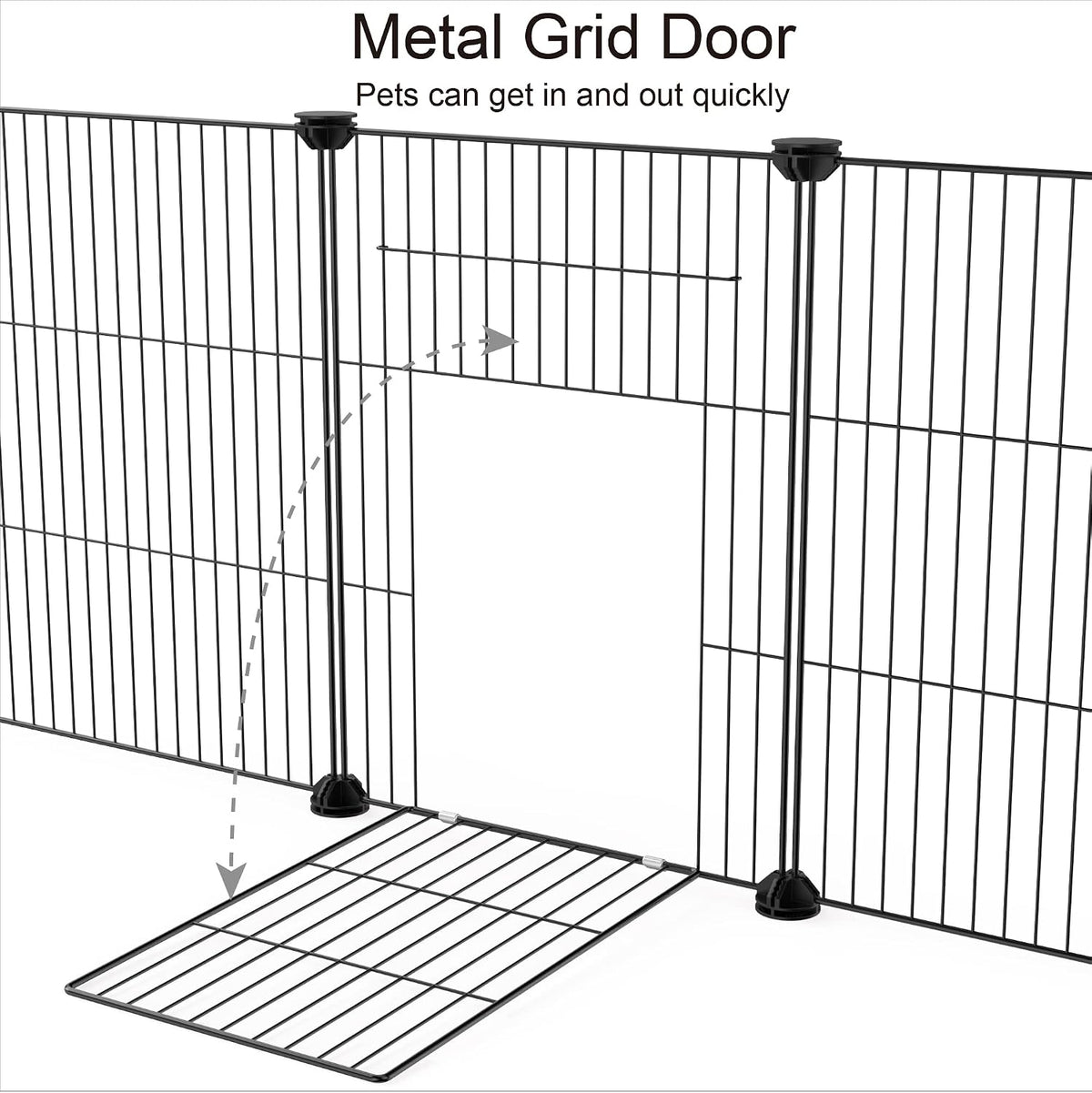 Pet Playpen, Small Animal Cage DIY Wire Fence with Door 15 Panels, Black