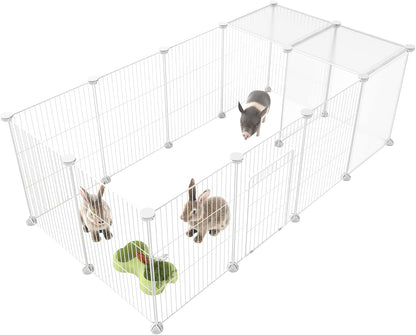 Pet Playpen, Small Animal Cage DIY Wire Fence with Door 15 Panels, Black