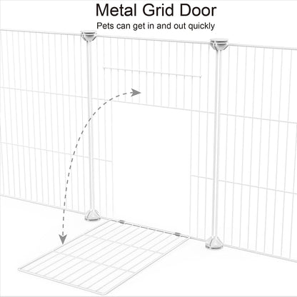 Pet Playpen, Small Animal Cage DIY Wire Fence with Door 15 Panels, Black