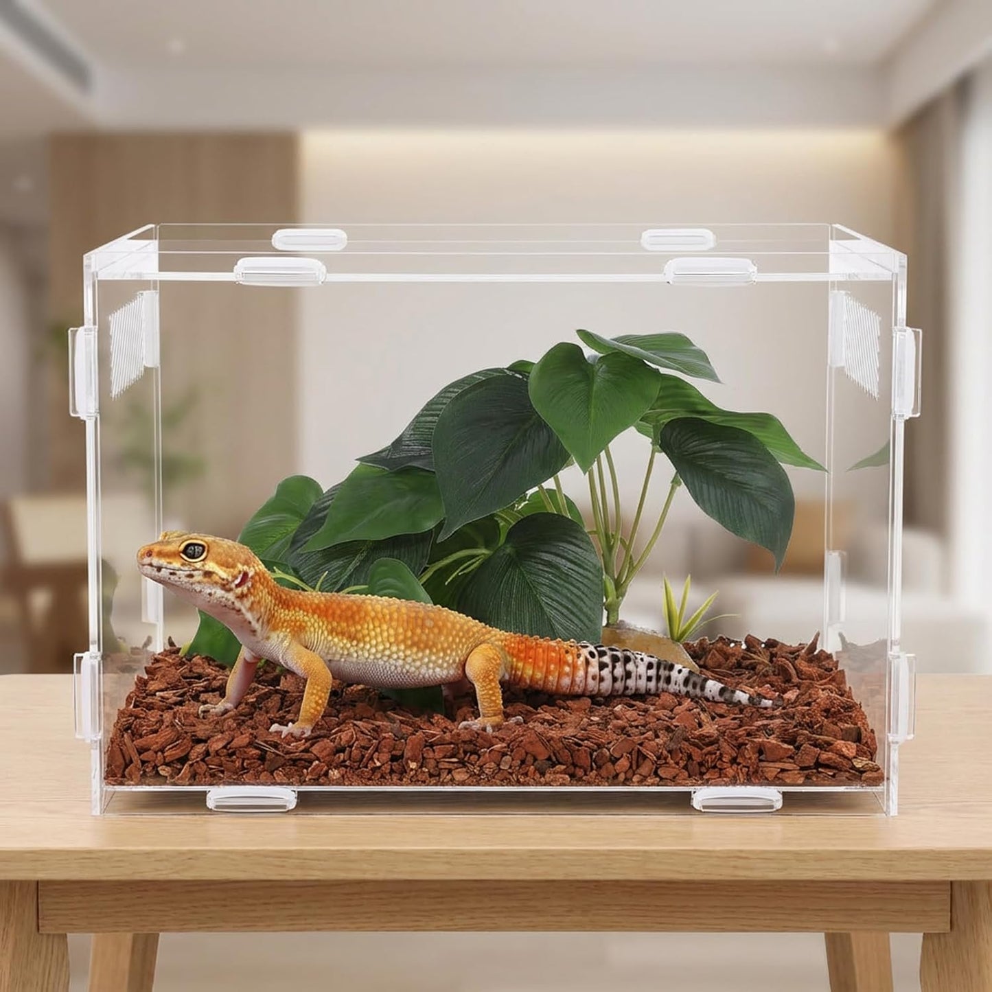Artificial Reptile Terrarium Plants, Artificial Plant for Terrarium Fake Reptile Plants for Terrariums Plant with Suction Cup Habitat Accessories
