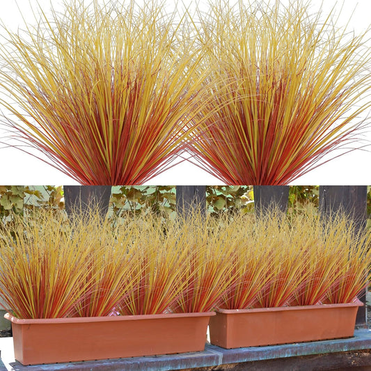 Artificial Grass Plants Outdoor 28 Bundles Fake Wheat Grass UV Resistant Faux Shrubs Bushes Plant Green Onion Grass Artificial Greenery Tall Stems for Indoor Outdoor Office Home Decor