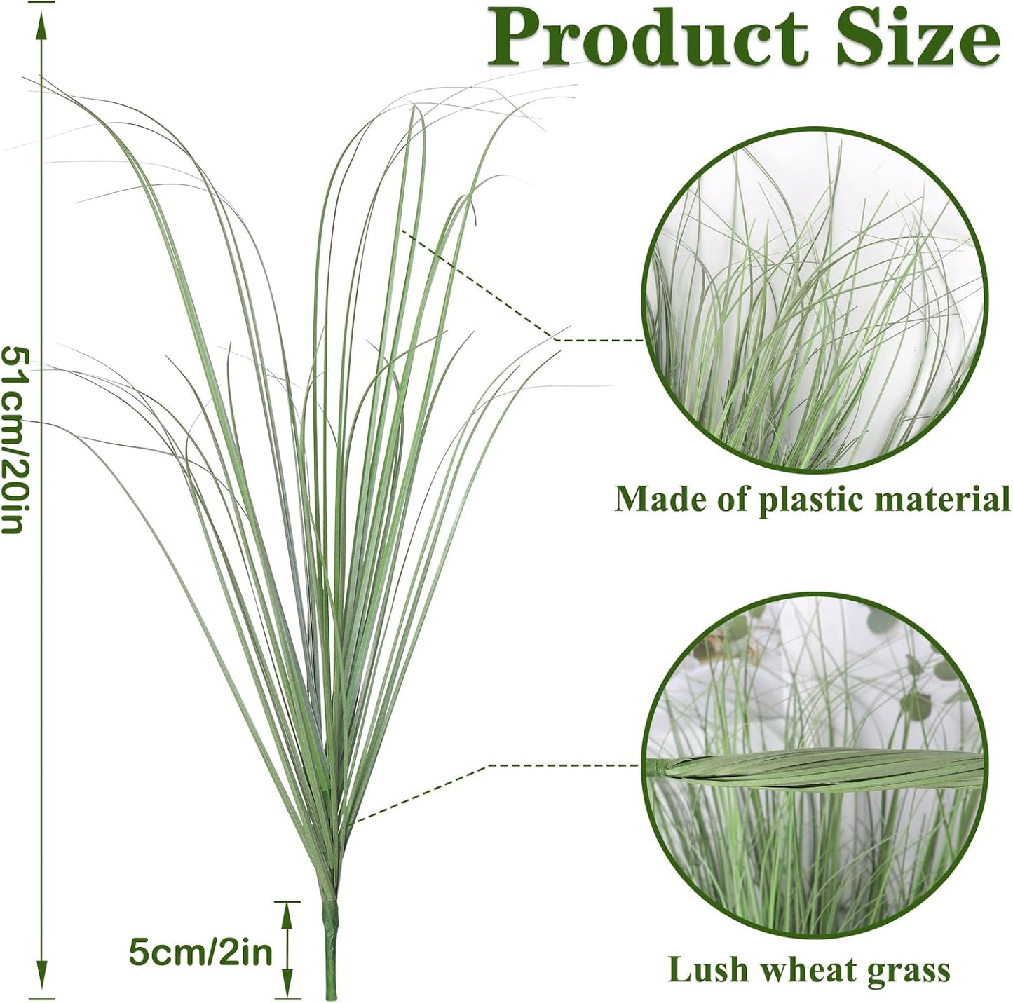 Artificial Grass Plants Outdoor 28 Bundles Fake Wheat Grass UV Resistant Faux Shrubs Bushes Plant Green Onion Grass Artificial Greenery Tall Stems for Indoor Outdoor Office Home Decor