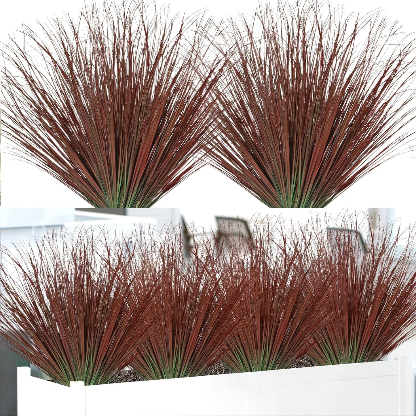 Artificial Grass Plants Outdoor 28 Bundles Fake Wheat Grass UV Resistant Faux Shrubs Bushes Plant Green Onion Grass Artificial Greenery Tall Stems for Indoor Outdoor Office Home Decor