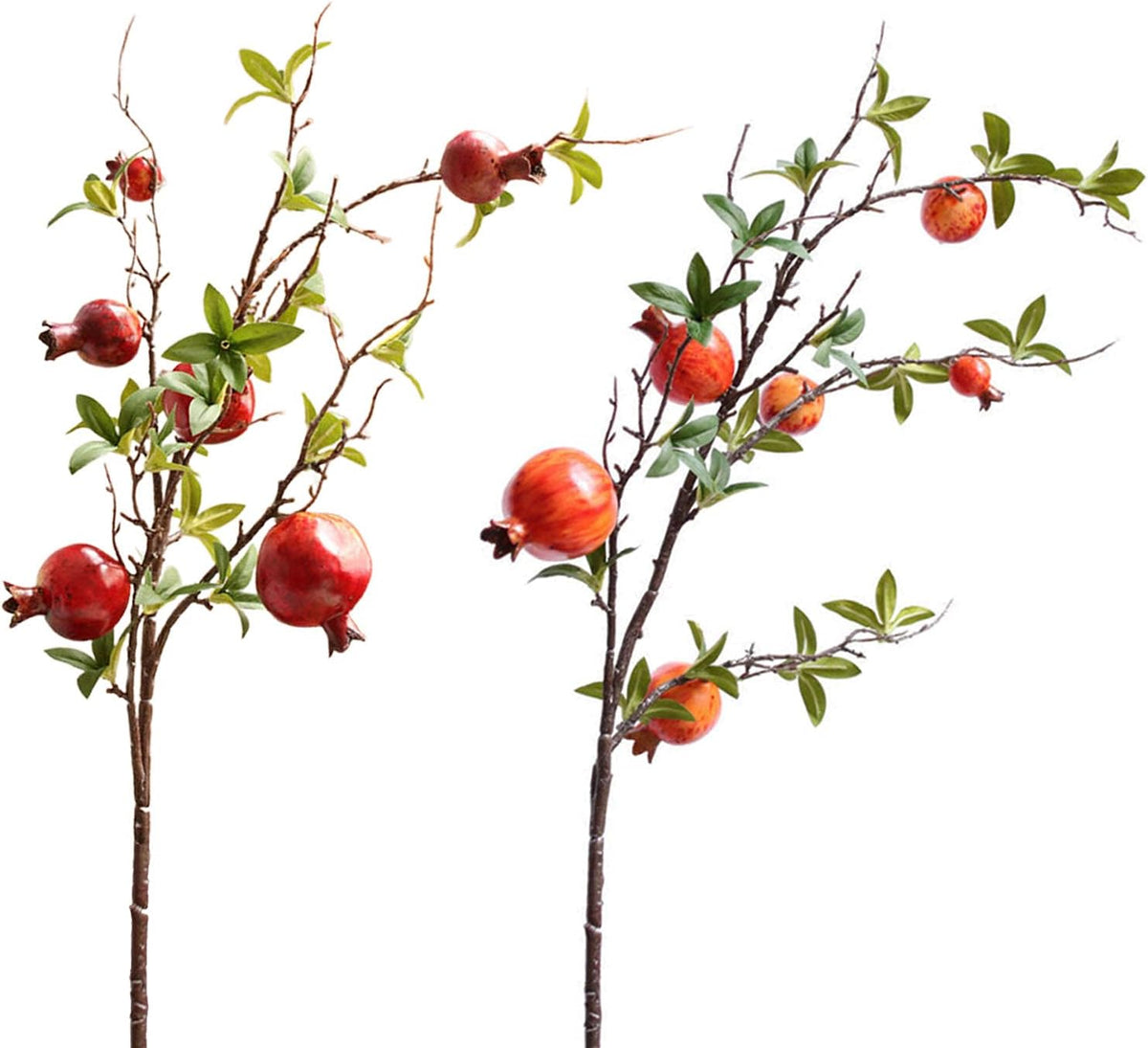 2 Pack Artificial Pomegranate Tree Branches, 37.4 Inch Lifelike Pomegranate Stem Artificial Fruits Flower Pomegranate Raspberries for Home Kitchen Wedding Party Decor