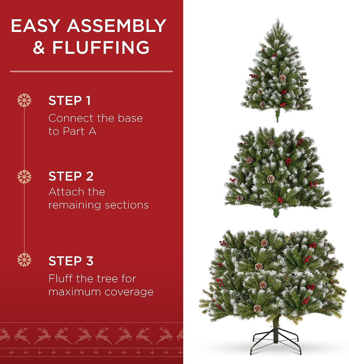 6ft Pre-Lit Pre-Decorated Artificial Christmas Tree Spruce w/Twinkling LEDs Pinecones, Berries, 250 Lights, w/ 798 Tips
