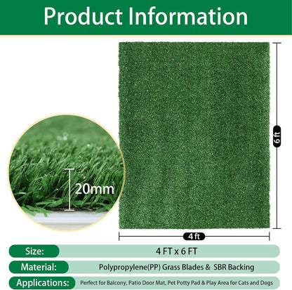 Artificial Grass Outdoor Rug - 4FTX6FT Turf Mat Fake Grass for Dogs