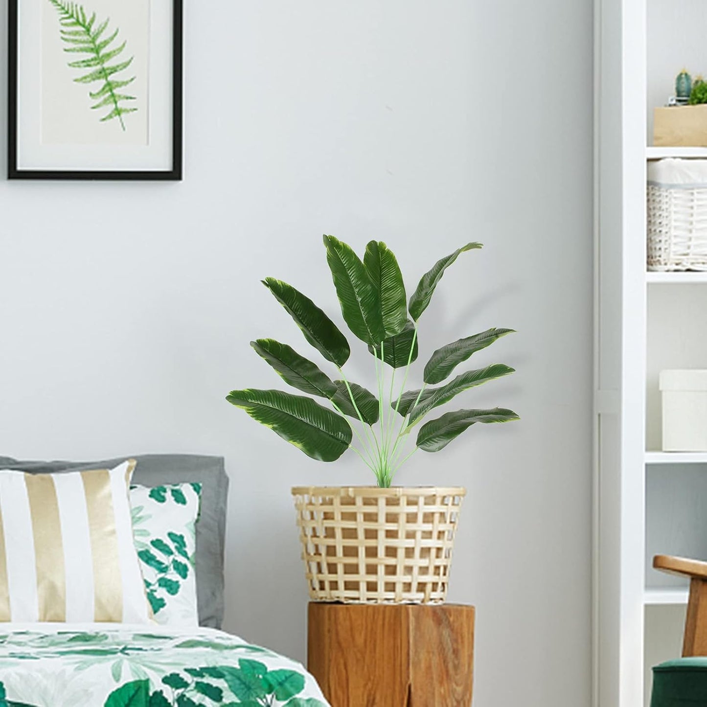 Coreland Artificial Plants Palm Fake Leaves 25inch Indoor for Home Office Decor 2Pcs
