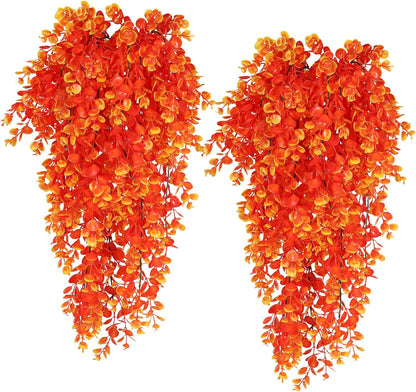 4Pcs Artificial Hanging Eucalyptus Greenery Plants 29.9 Inches | UV Resistant Plastic Fake Ivy Garlands, for Indoor & Outdoor Home Room Garden Patio Porch Classroom Wedding Balcony Wall