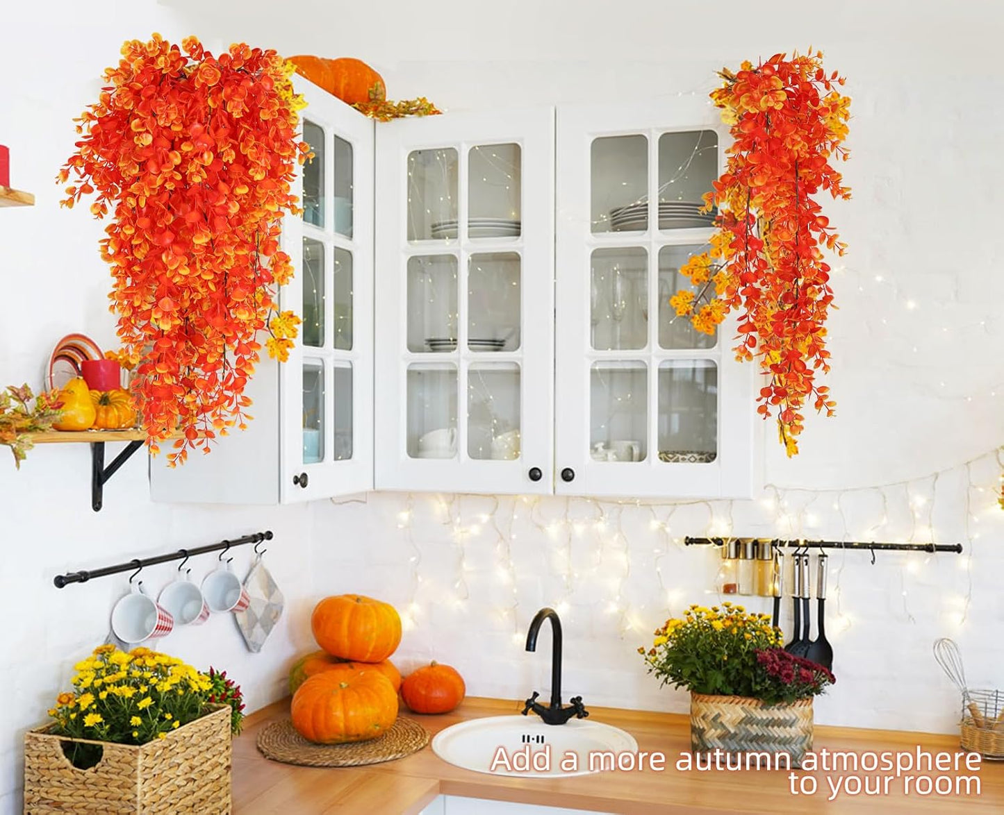 4Pcs Artificial Hanging Eucalyptus Greenery Plants 29.9 Inches | UV Resistant Plastic Fake Ivy Garlands, for Indoor & Outdoor Home Room Garden Patio Porch Classroom Wedding Balcony Wall