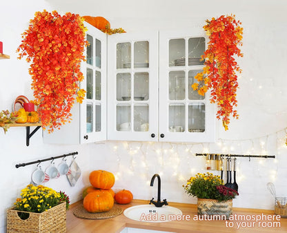 4Pcs Artificial Hanging Eucalyptus Greenery Plants 29.9 Inches | UV Resistant Plastic Fake Ivy Garlands, for Indoor & Outdoor Home Room Garden Patio Porch Classroom Wedding Balcony Wall