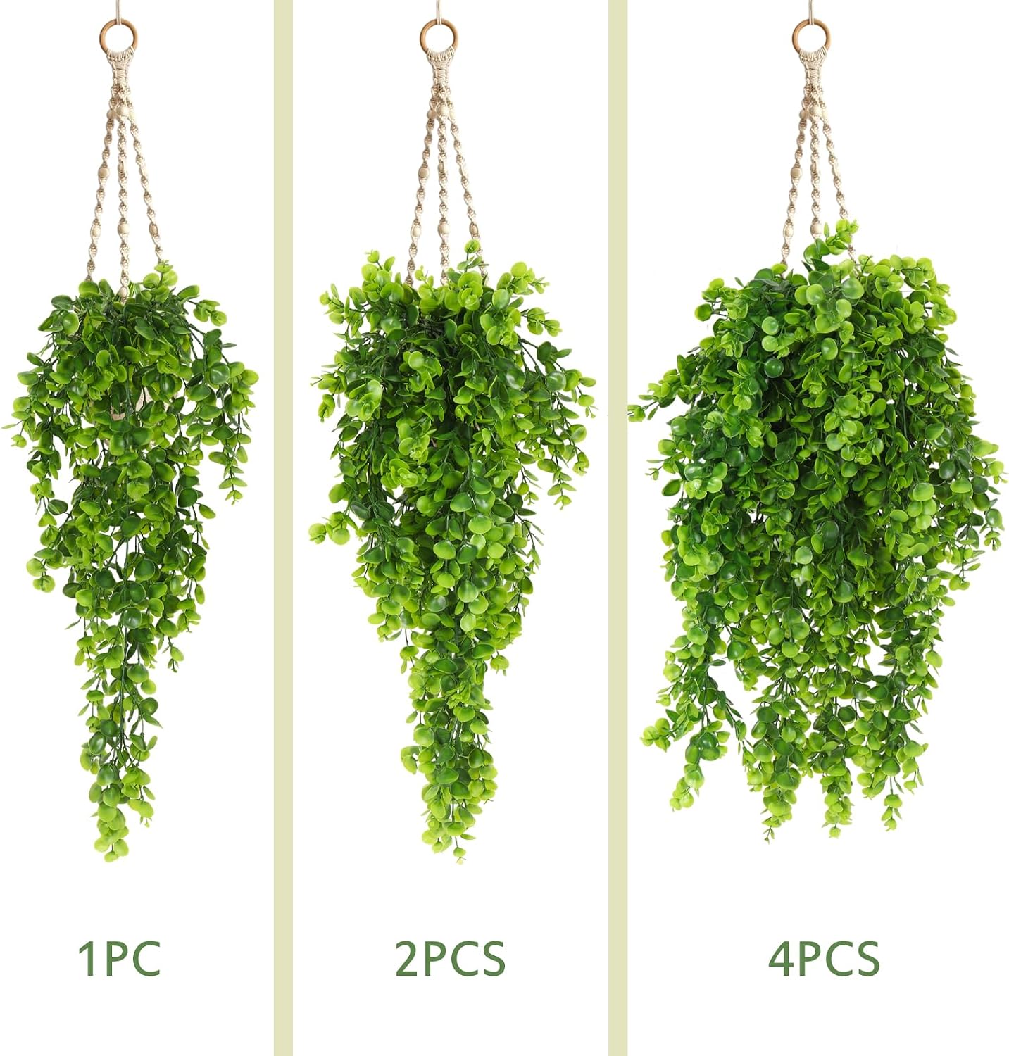 4Pcs Artificial Hanging Eucalyptus Greenery Plants 29.9 Inches | UV Resistant Plastic Fake Ivy Garlands, for Indoor & Outdoor Home Room Garden Patio Porch Classroom Wedding Balcony Wall